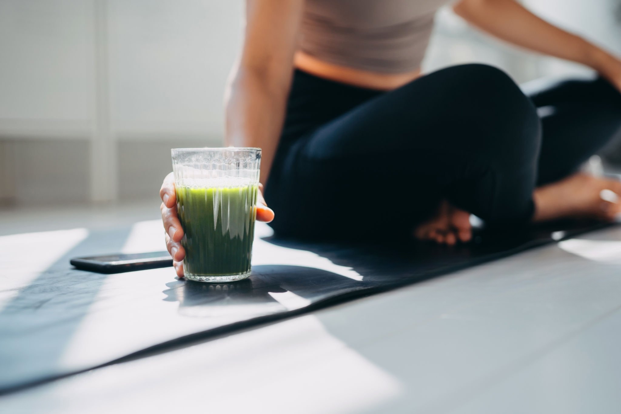 healthy matcha drinking