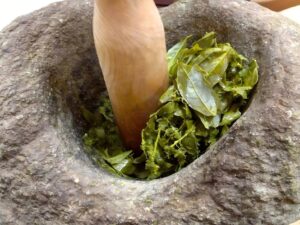 traditional tea pounding mortar