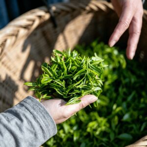 autumn tea leaves picking