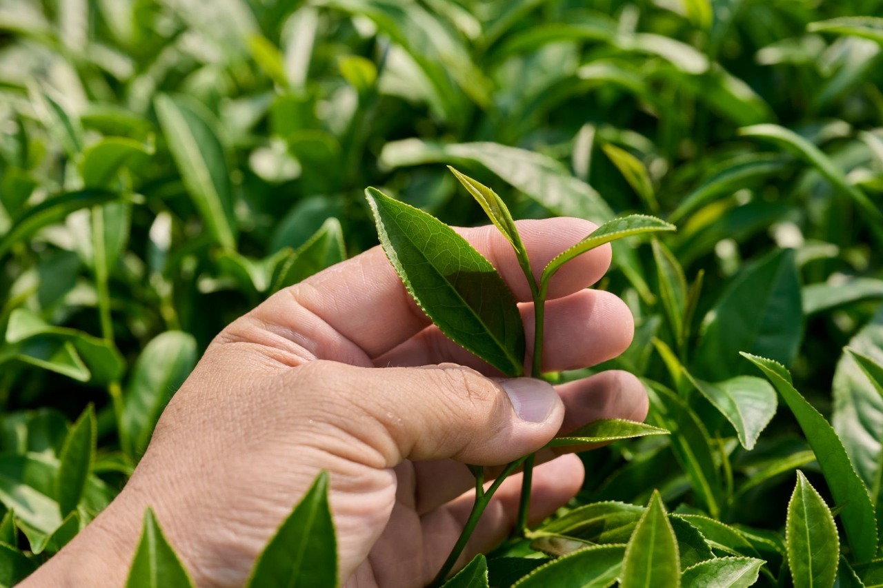 fresh matcha leaf testing