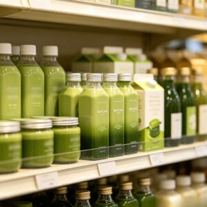 matcha drink on the shelf