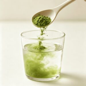 matcha powder dissolving in water