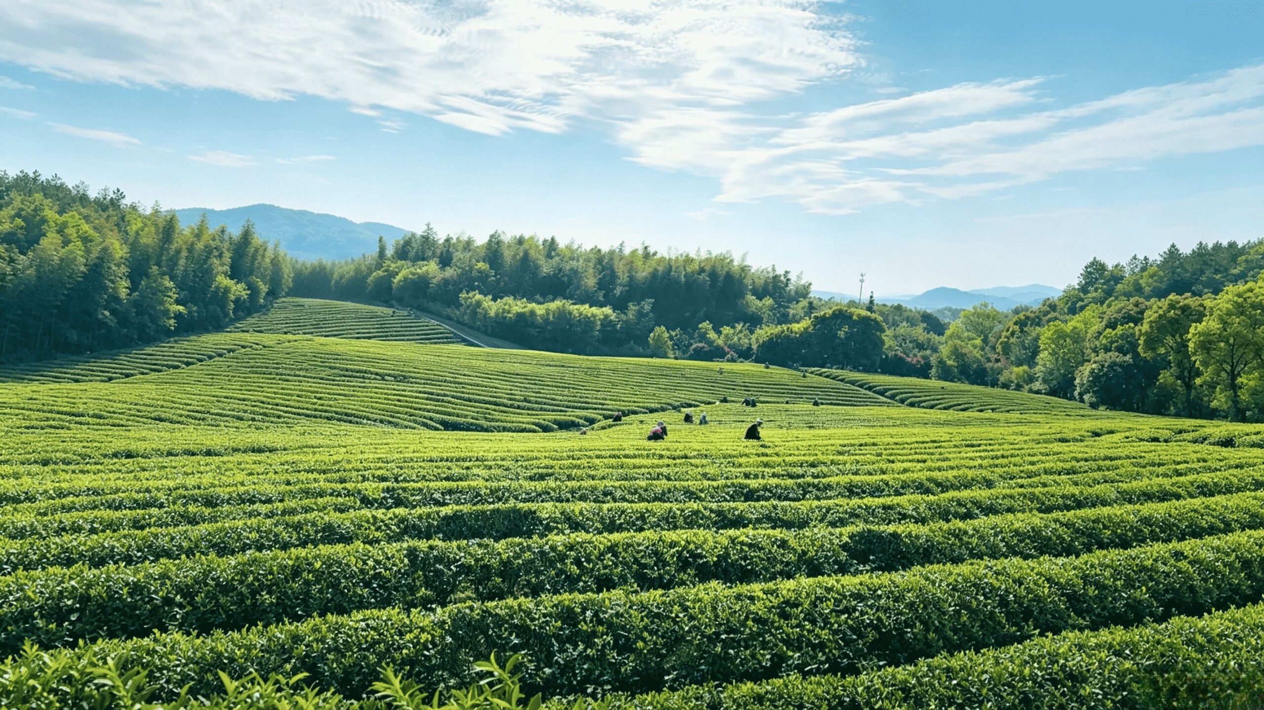 tea farmers in matcha field